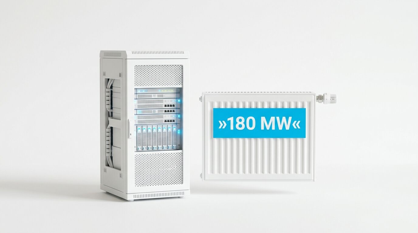 Server-Rack neben Heizkörper mit „ srcset=