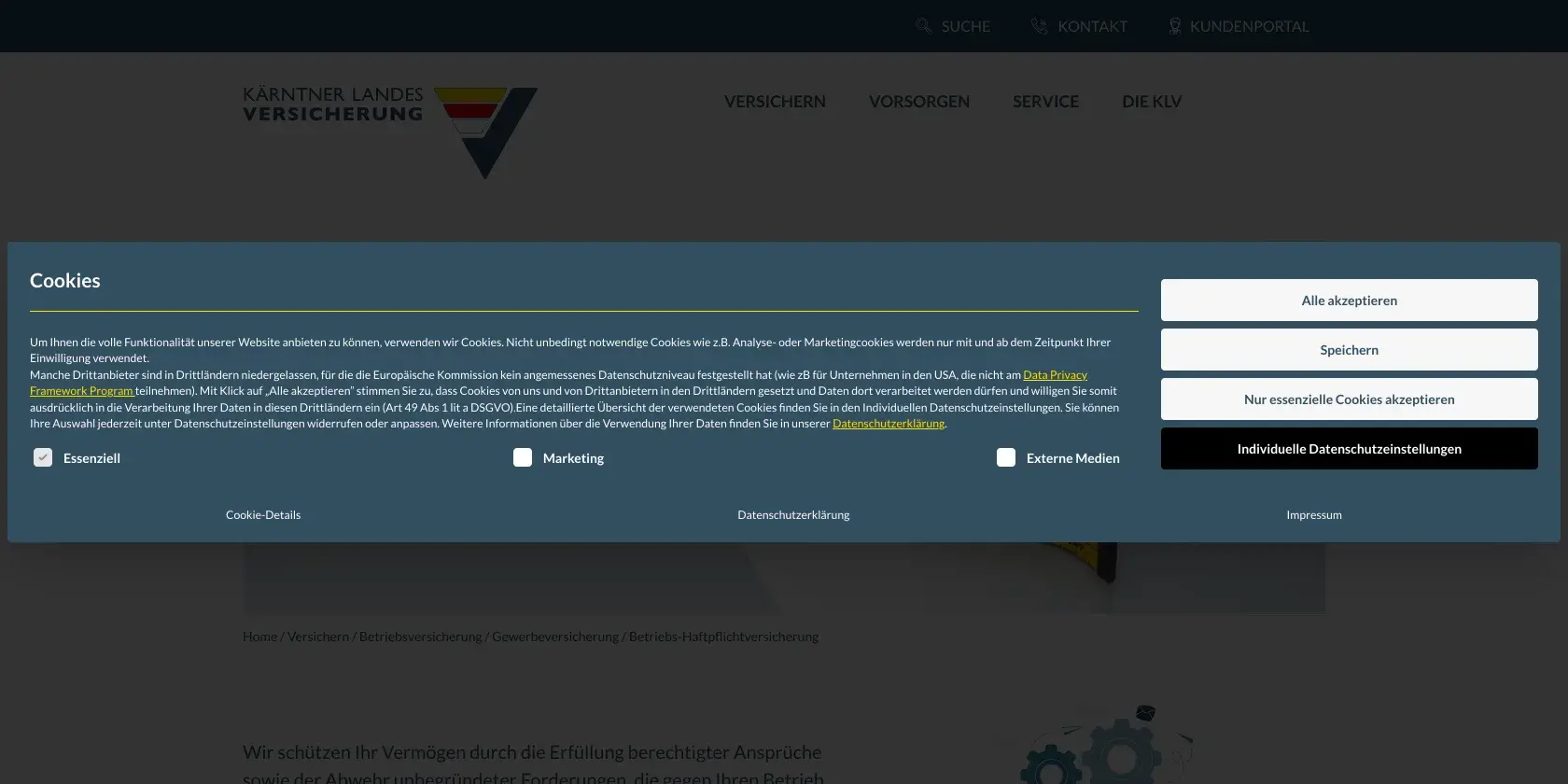 Kärntner Landesversicherung Screenshot
