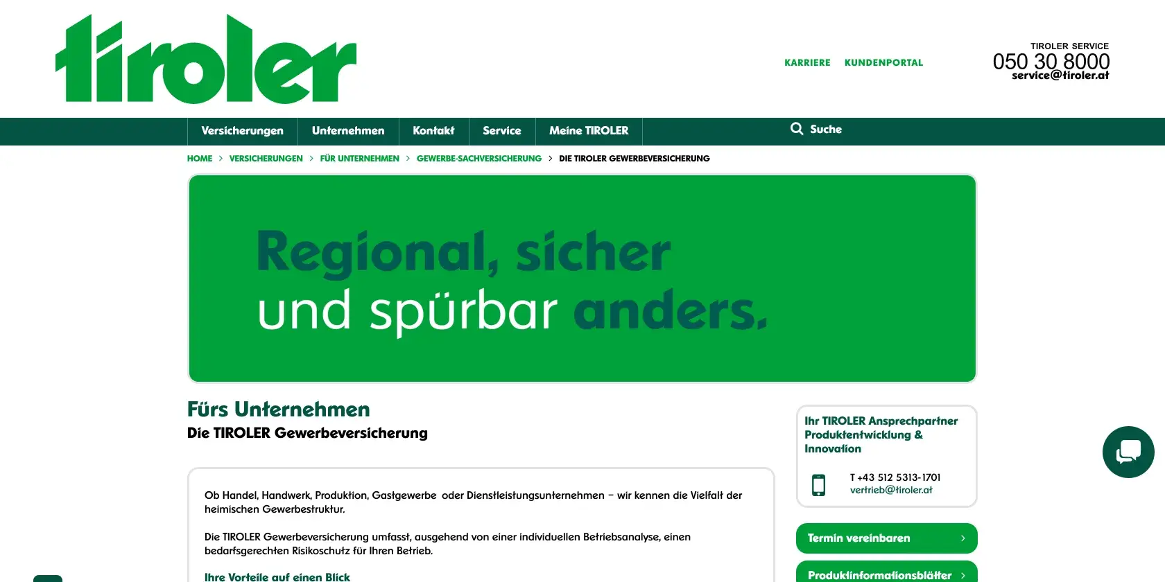 Tiroler Versicherung Screenshot