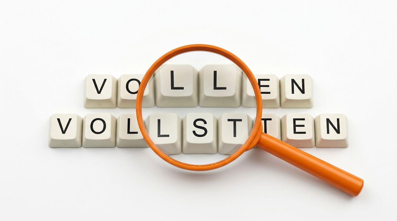 Lupenglas vergrößert einen Teil der Tastaturtasten mit den Buchstaben „LL“
