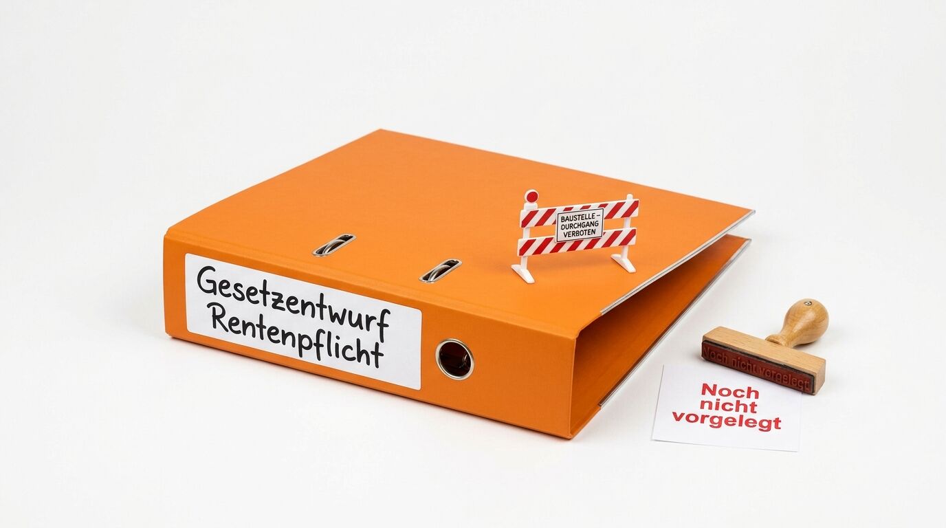 Aktenordner mit Aufschrift, Absperrung und Stempel 'Noch nicht vorgelegt'