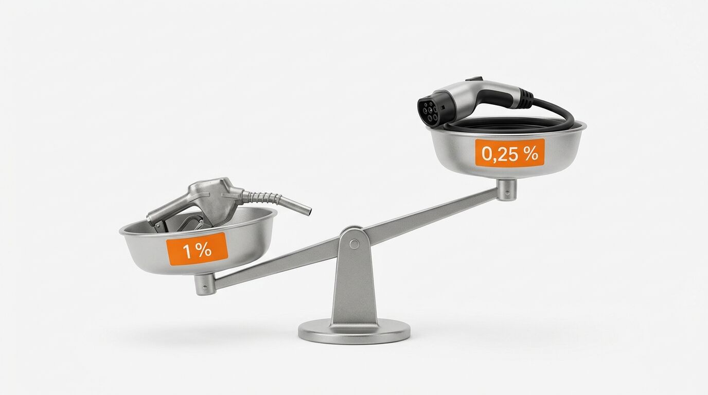 Waage mit Zapfpistole (links, 1%) und Elektro-Ladestecker (rechts, 0,25%)