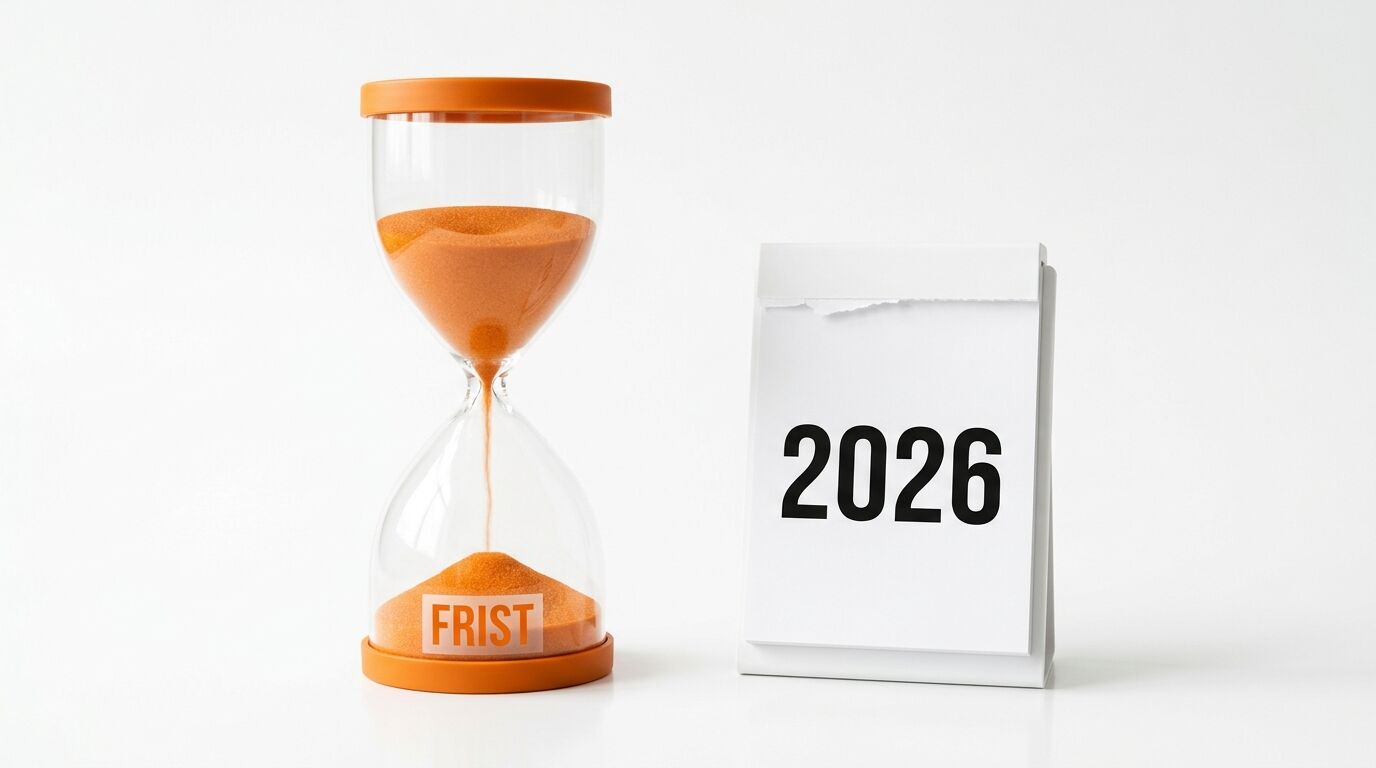 Eine Sanduhr mit Aufschrift