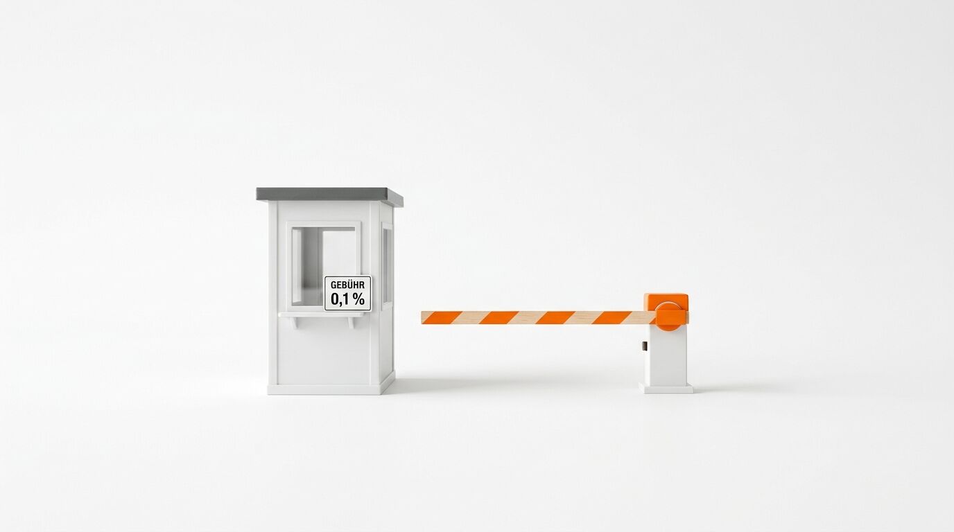 Modell einer Mautstation mit Schranke und Schild