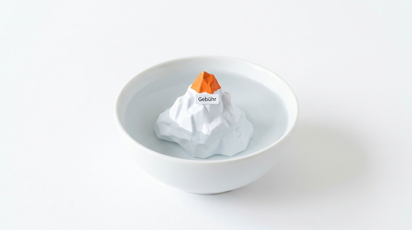 Kleine Eisberg-Figur mit orangefarbener Spitze und Schild 