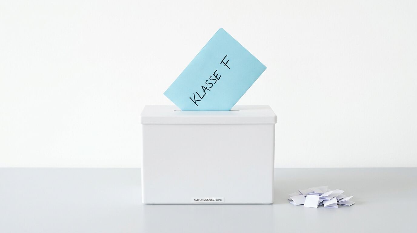 Weißer Kasten mit blauem Umschlag