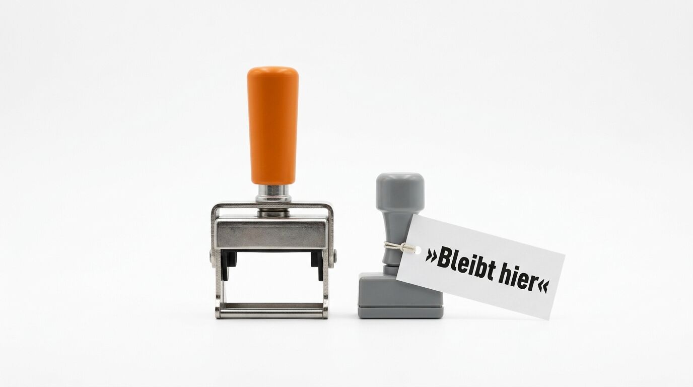 Zwei Stempel vor weißem Grund, rechts mit einem Anhänger 