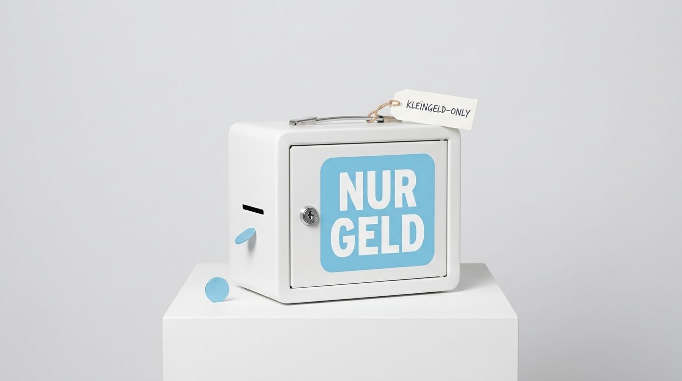 Weiße Spardose mit Aufdruck