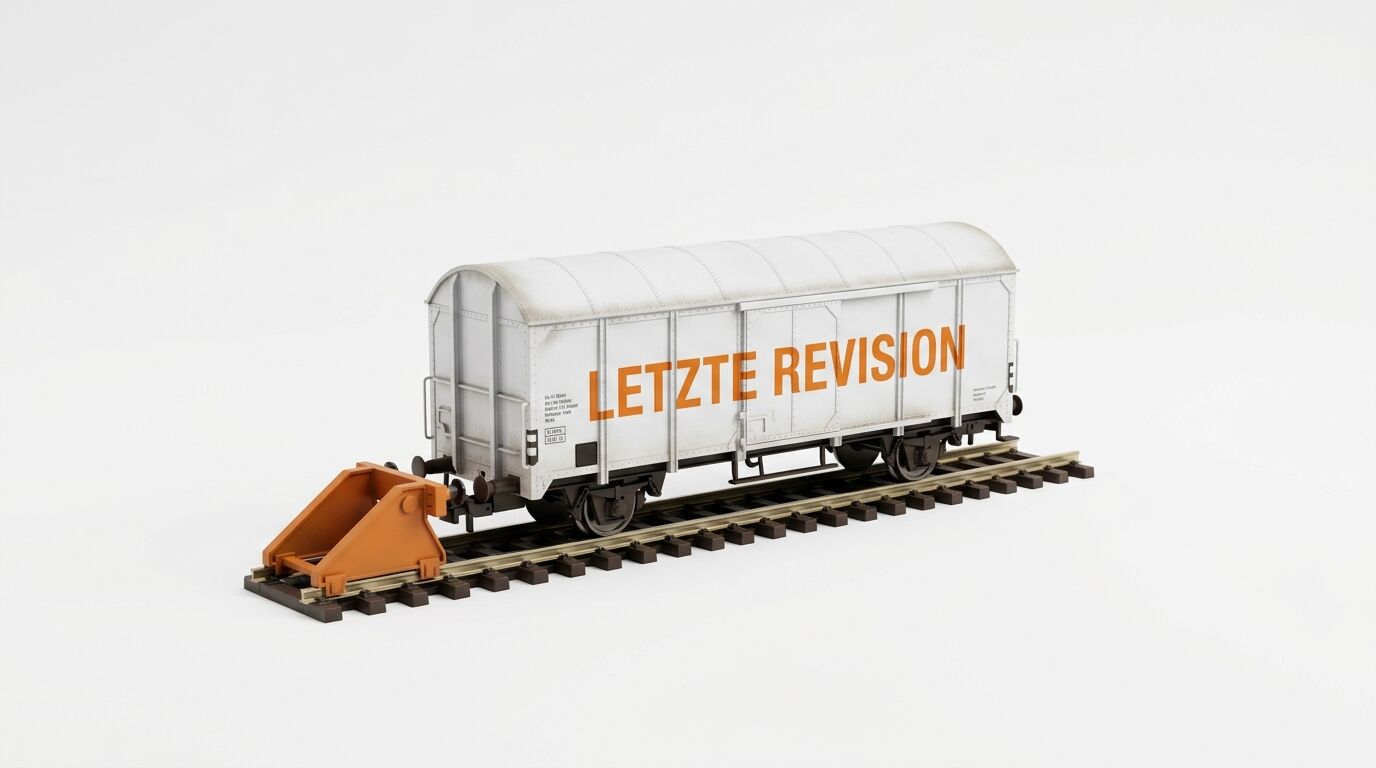 Güterwaggon Modell mit orangefarbener Aufschrift