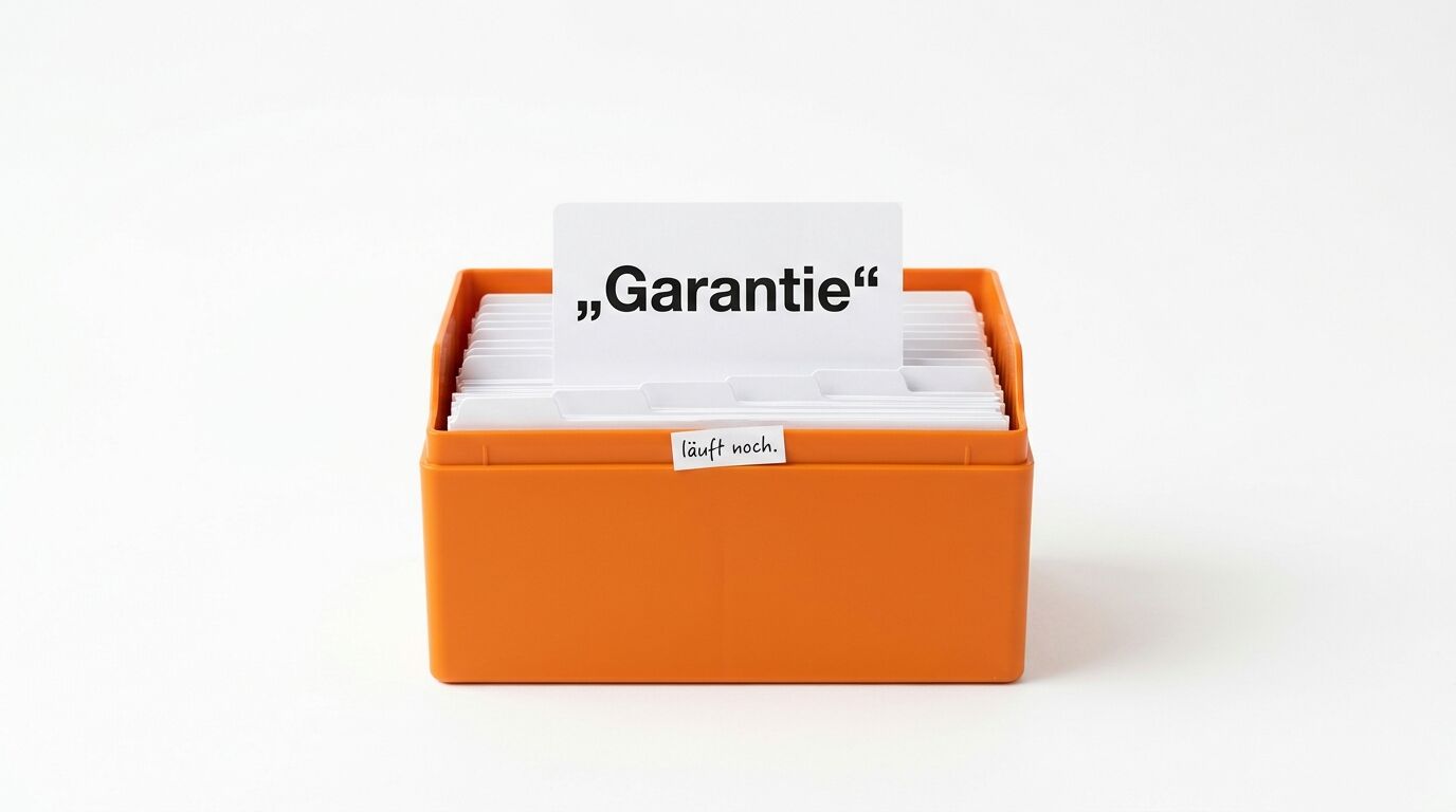 Orange Kartei-Box mit Karte 