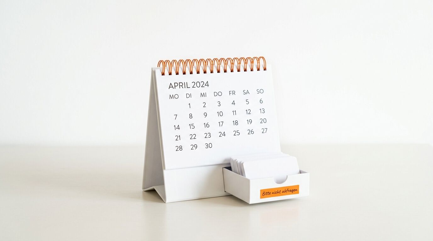 Tischkalender für April 2024 mit Notizkarten und Aufkleber