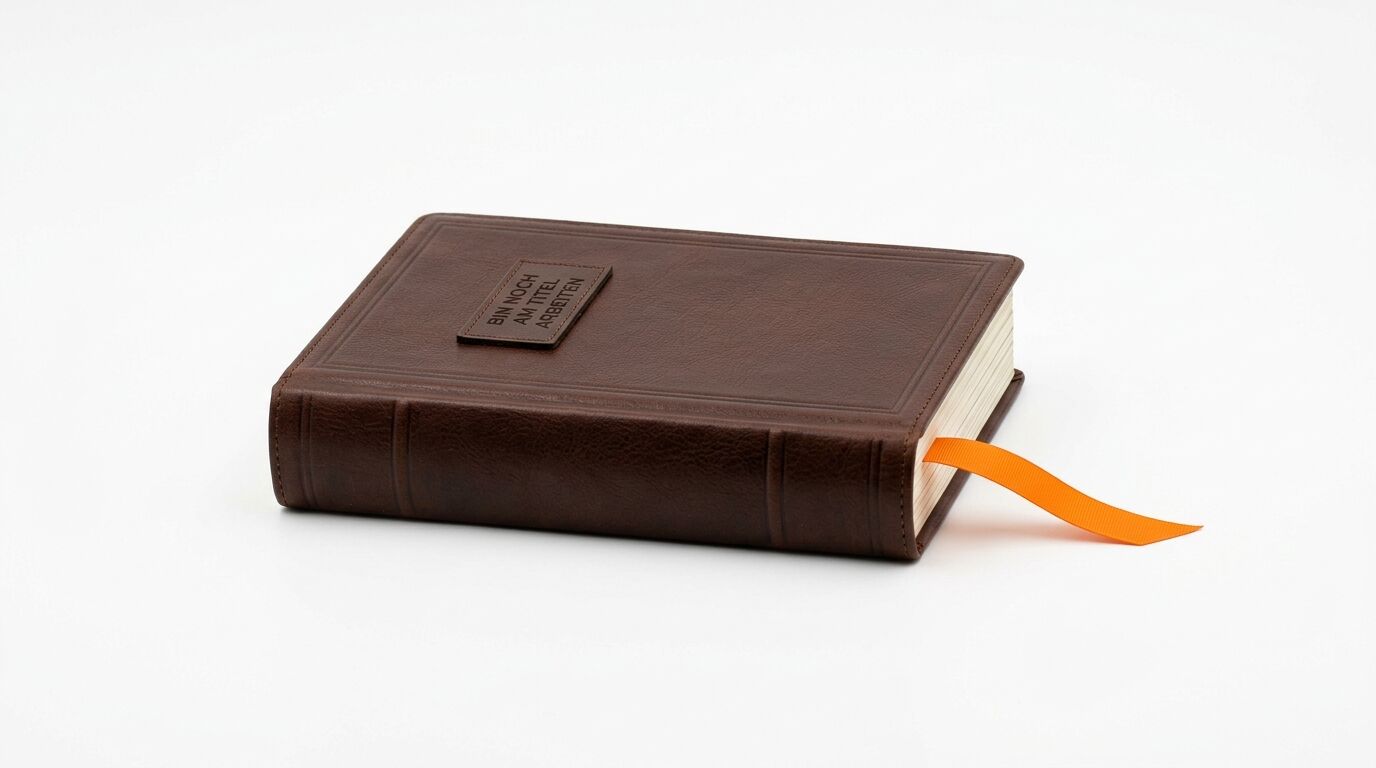 Braunes Lederbuch mit Titelprägung