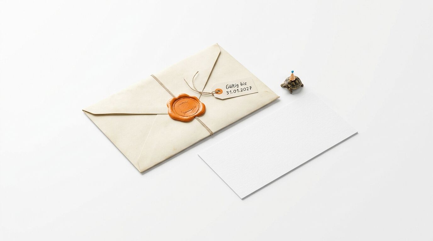 Brief, Anhänger (Gültig bis 31.01.2027), Siegel, leeres Papier, Mini-Schildkröte