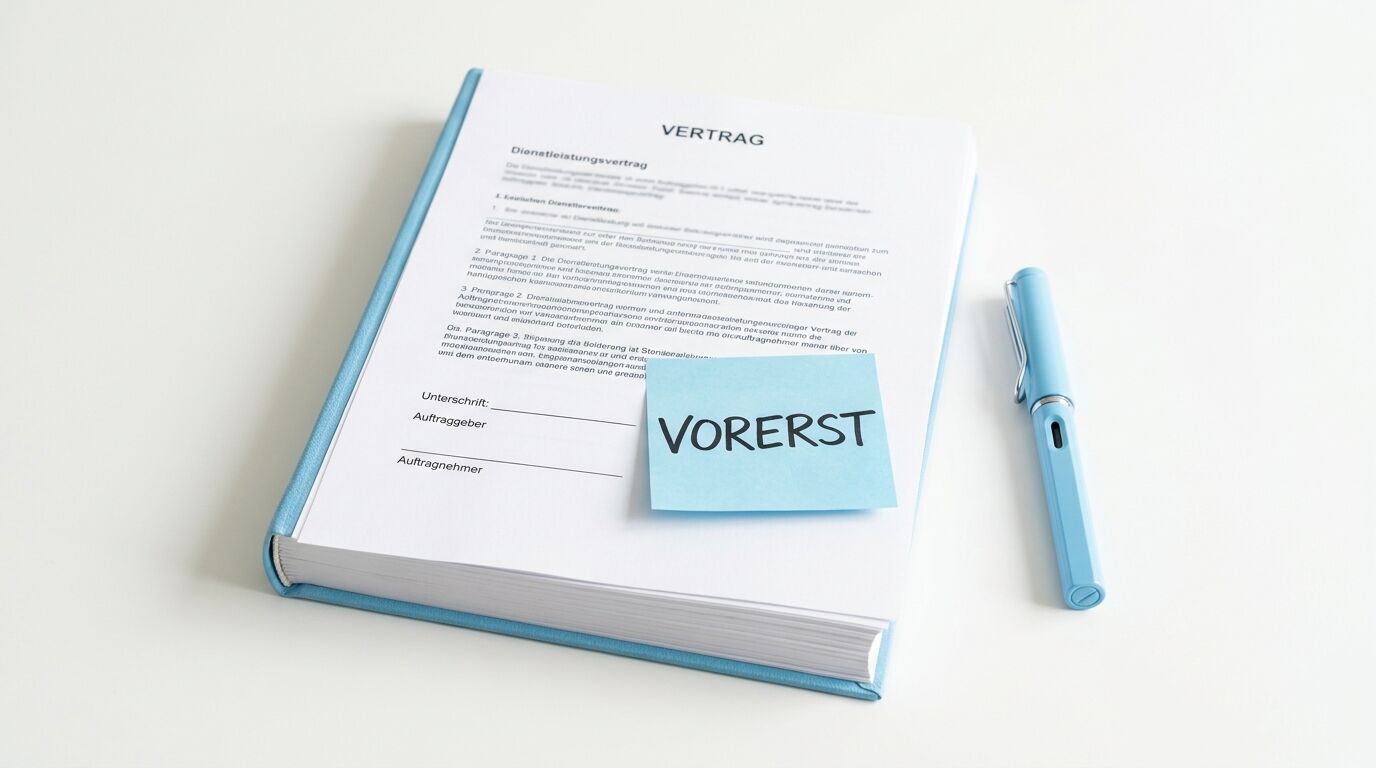 Vertrag mit Haftnotiz 