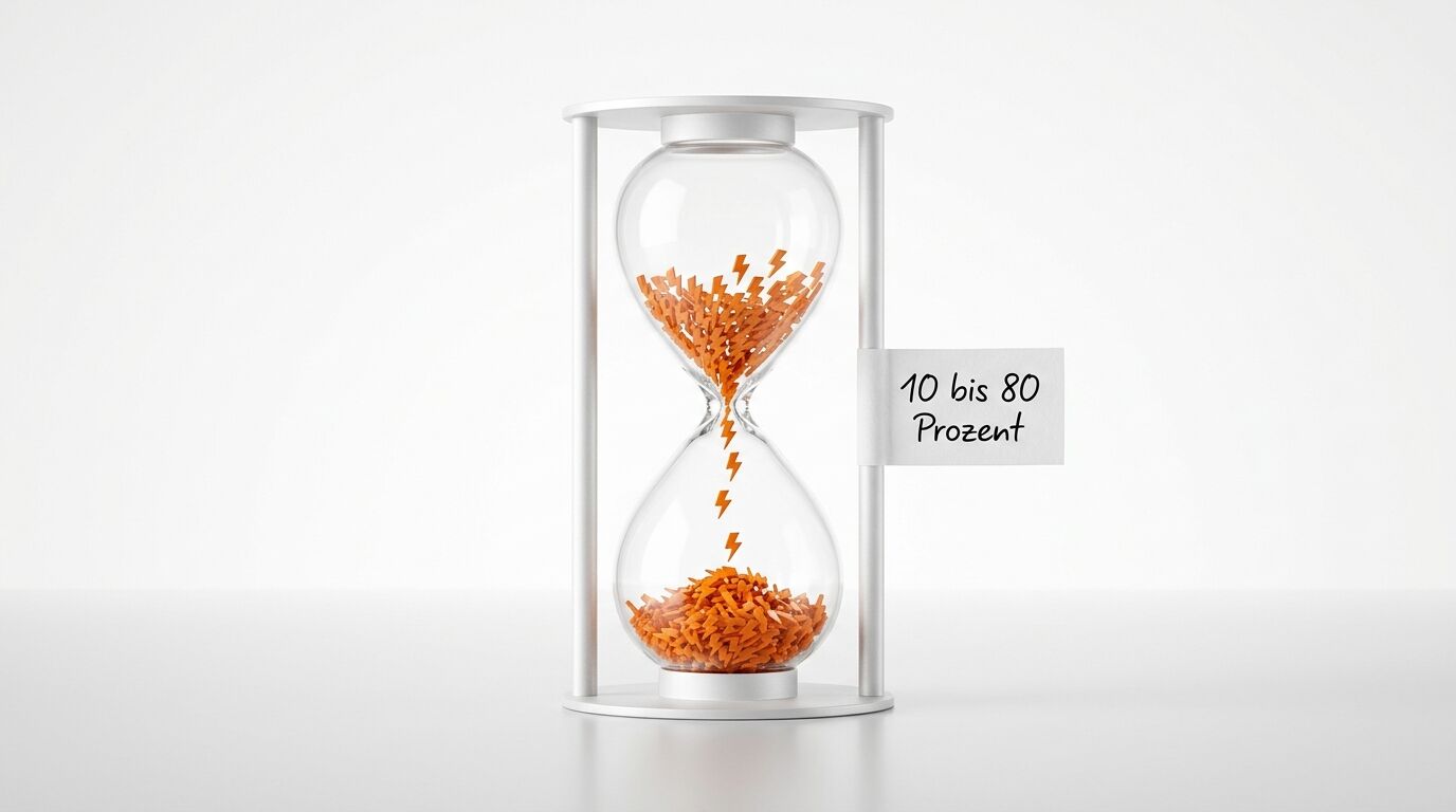 Sanduhr mit Blitzen und Schild