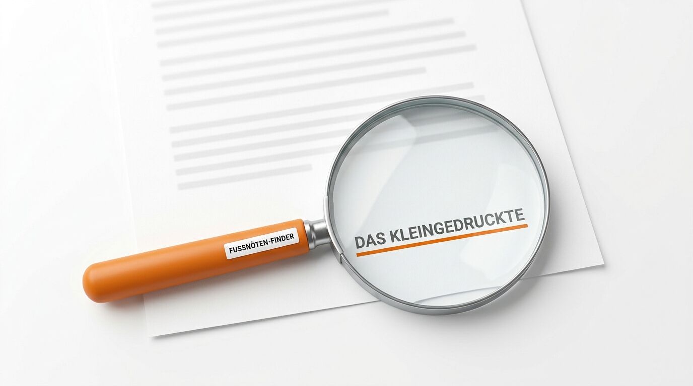 Lupe über Papier, vergrößert Text