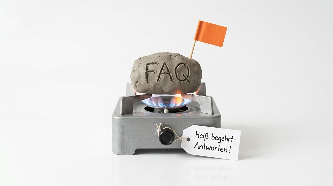 Gaskocher mit brennender Flamme, Knetstein mit