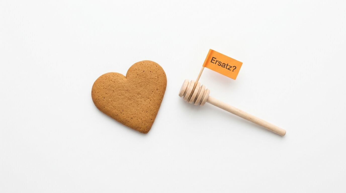 Ein Herz-Lebkuchen und ein Honiglöffel mit