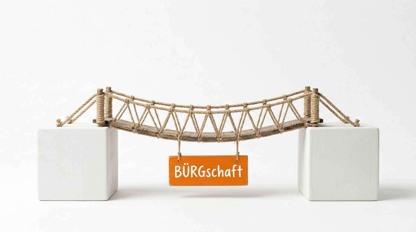Eine Hängebrücke aus Holz und Seil mit einem Schild