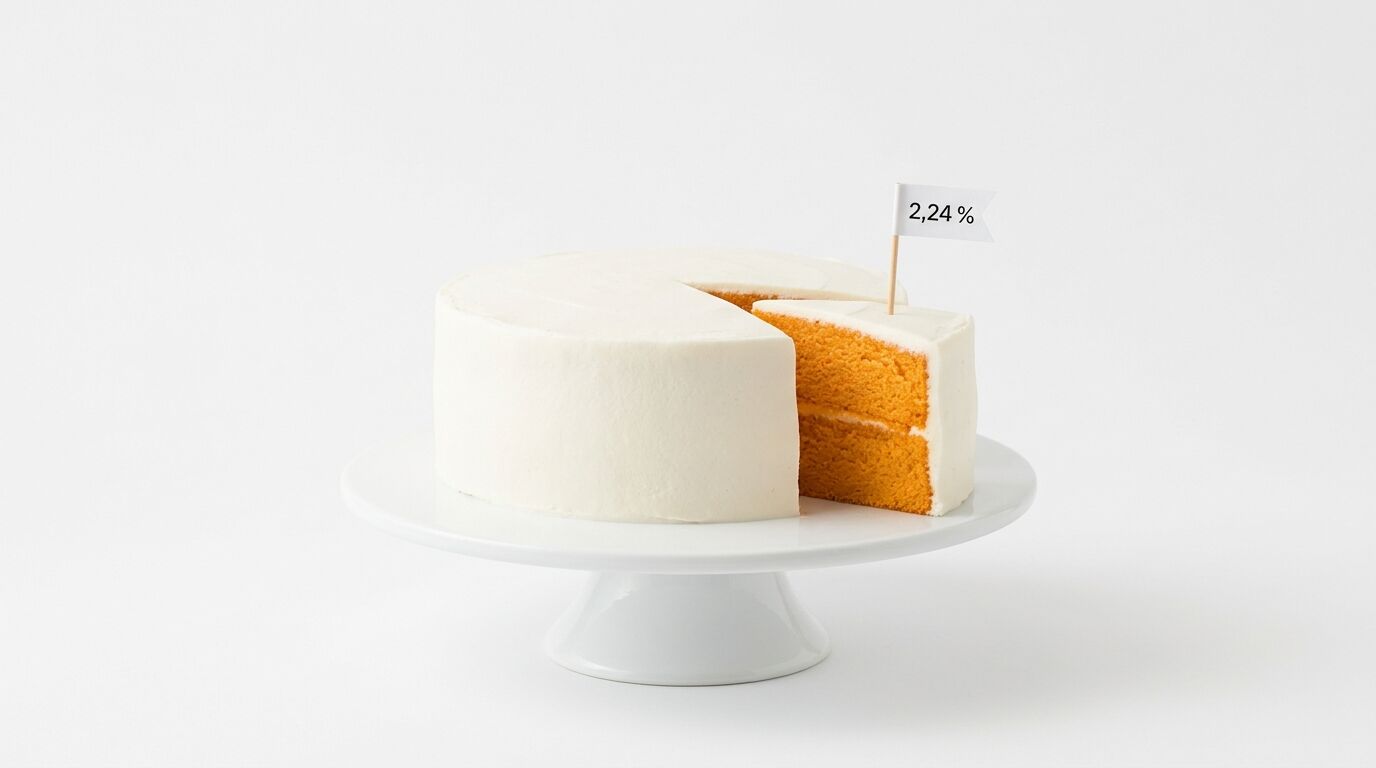 Weiße Torte auf Tortenplatte, ein Stück herausgeschnitten, mit Flagge beschriftet