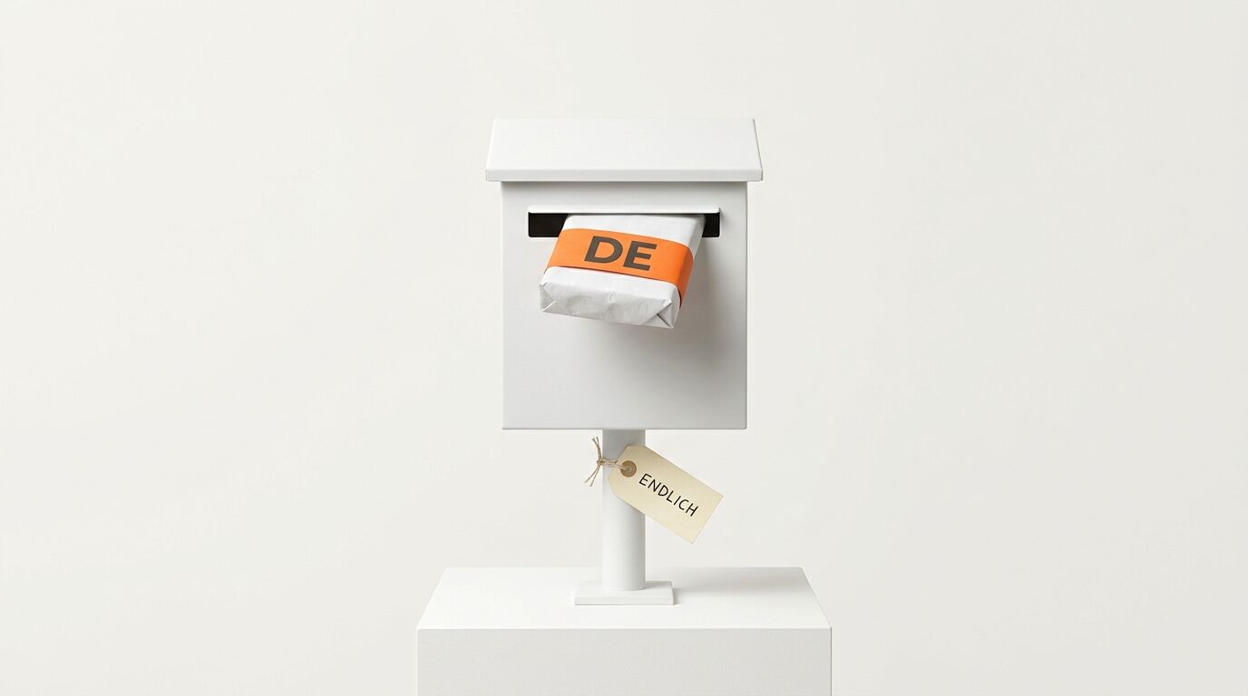 Briefkasten mit Paket mit Aufschrift